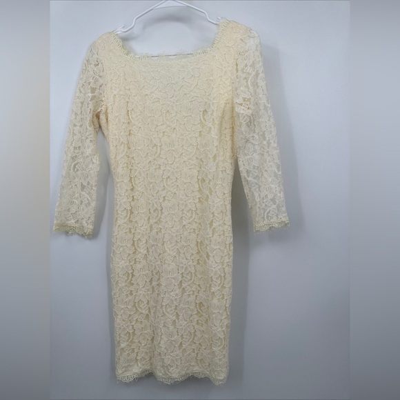 Diane Von Furstenberg DVF Zarita Ivory Stretch Lace Dress Sz 4 NWOT - Picture 4 of 10